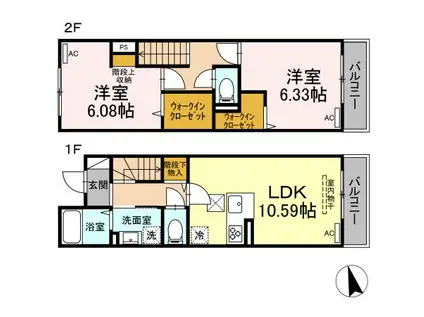 グラナーデ高井戸東(2LDK/1階)の間取り写真