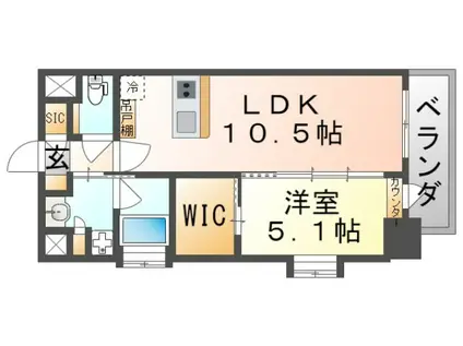 スプランディッド江坂III(1LDK/5階)の間取り写真