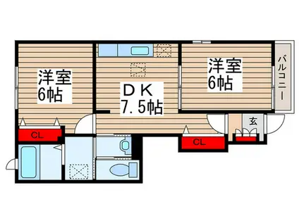 ストロベリーカーサI(2DK/1階)の間取り写真