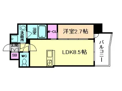 セレニテ福島プリエ(1LDK/6階)の間取り写真