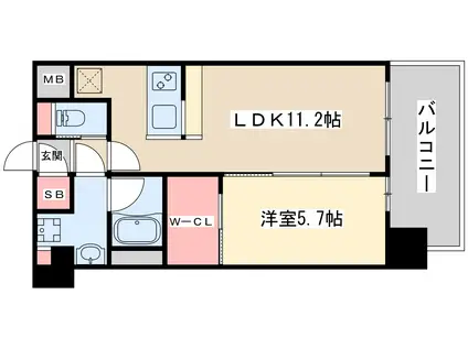グランカーサ新大阪サウス(1LDK/6階)の間取り写真