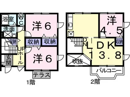 グリーンヒルズ富塚B(3LDK/1階)の間取り写真