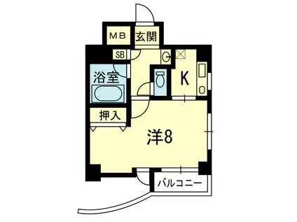 プレザント新屋敷(1K/8階)の間取り写真
