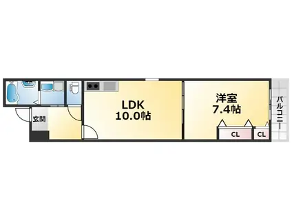 フジパレス須磨鷹取I番館(1LDK/3階)の間取り写真