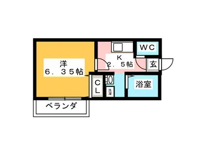 ラウレア(1K/3階)の間取り写真