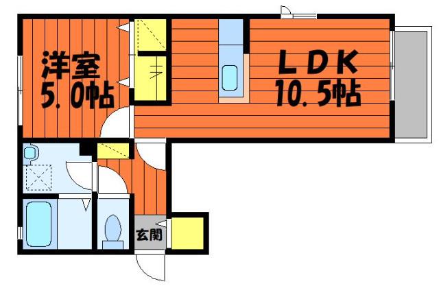 ハピネス中畝A棟(1LDK/1階)の間取り写真