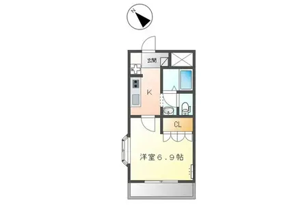 グランディール和志山(1K/1階)の間取り写真