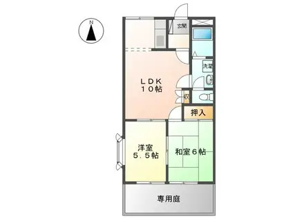 ロイヤルタムラばら館(2LDK/1階)の間取り写真