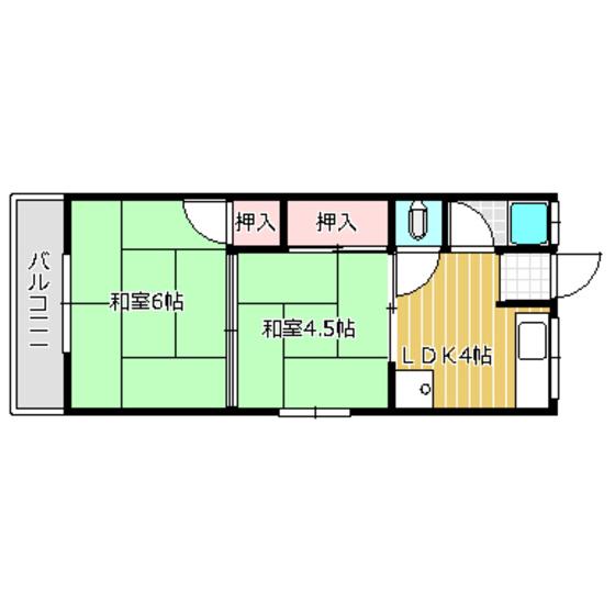 佐々木アパート(2DK/2階)の間取り写真