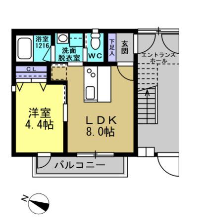 LACRASSO横濱山手駅前(1LDK/1階)の間取り写真