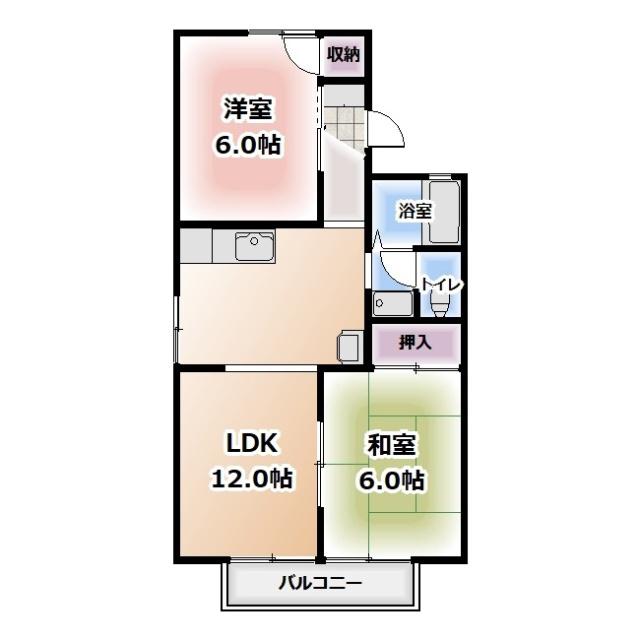 すずらん(2LDK/2階)の間取り写真