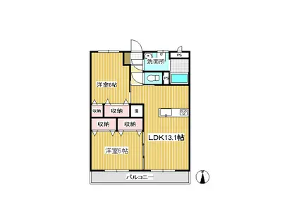 アーバンドエル(2LDK/4階)の間取り写真