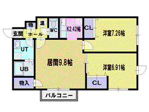 ファーストレジデンス大麻駅南口(2LDK/2階)の間取り写真