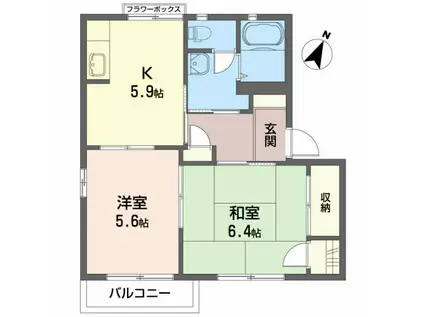 もみの木(2DK/2階)の間取り写真