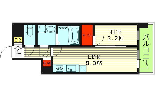 ALIVIS緑橋(1LDK/2階)の間取り写真