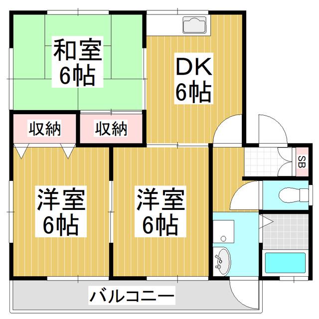 メゾニティ牧野C(3DK/2階)の間取り写真
