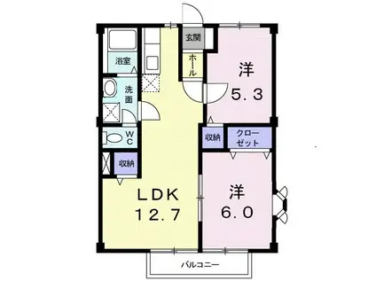 パールグリーン笹原(2LDK/1階)の間取り写真