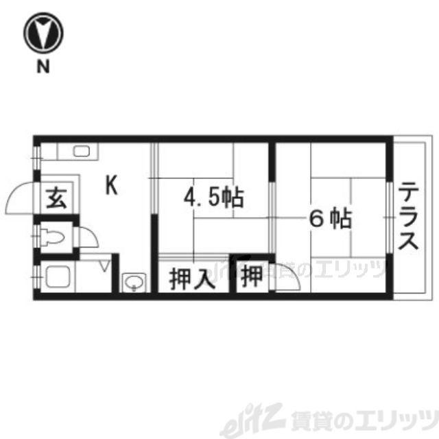園田ハイムA棟(2DK/2階)の間取り写真