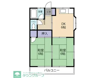 荻島コーポ(2DK/2階)の間取り写真