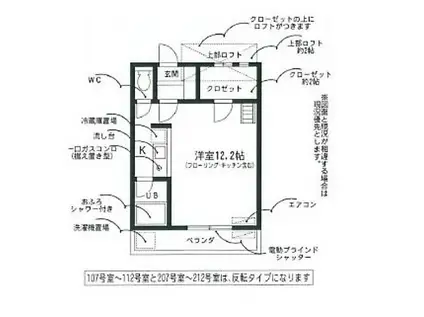 セザンヌ花田Ⅱ(ワンルーム/2階)の間取り写真
