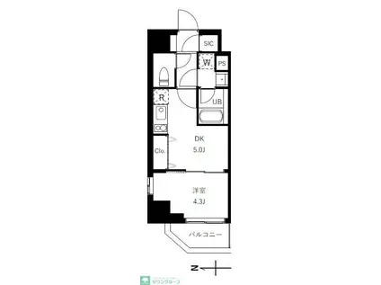 グランジット蔵前(1DK/8階)の間取り写真