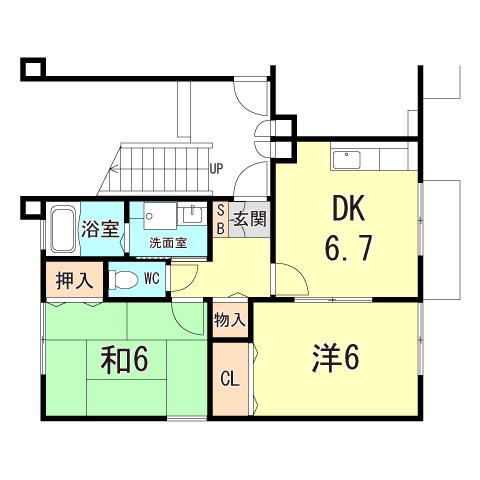 パセオ六甲(2DK/1階)の間取り写真