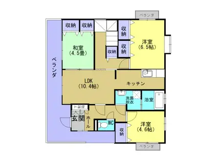鹿児島県鹿児島市 2階建 築19年(3LDK/2階)の間取り写真