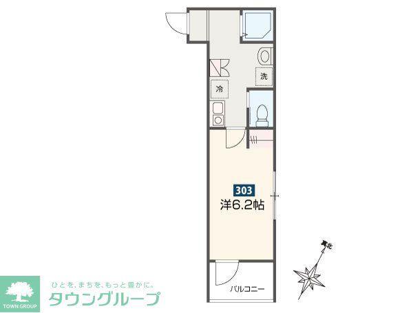 MELDIA小田急相模原II(1K/3階)の間取り写真