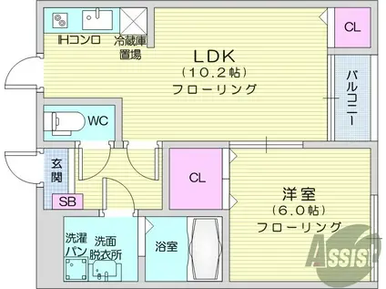 メゾンドゥ・レーヴありさ(1LDK/1階)の間取り写真