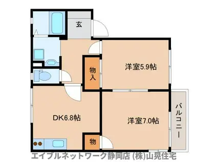 ワールドフレグランス青山B棟(2DK/2階)の間取り写真