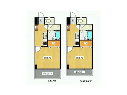 ユニバーサルシティ(1K/3階)の間取り写真