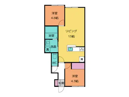 ロクハウス中央町(2LDK/1階)の間取り写真