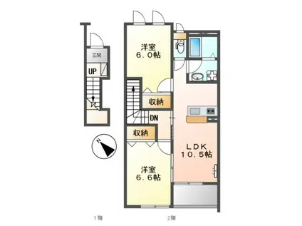 ウィステリアリッシュ(2LDK/2階)の間取り写真