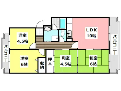 グリーンヒル北千里I(4LDK/3階)の間取り写真