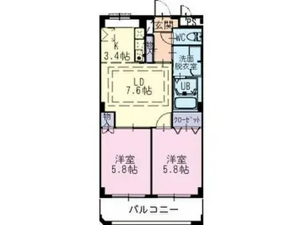 AI DAITOKU I(2LDK/2階)の間取り写真