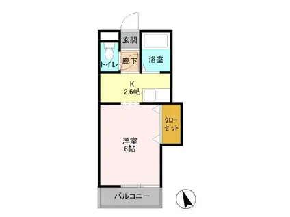 ローズヒルズマミ(1K/1階)の間取り写真