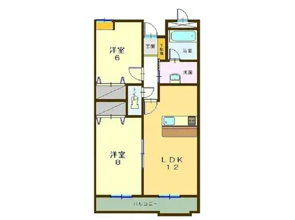 パークヒルズ大岡(2LDK/2階)の間取り写真