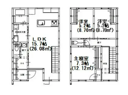 グランメゾンクレスト南蔵王II(3LDK/1階)の間取り写真