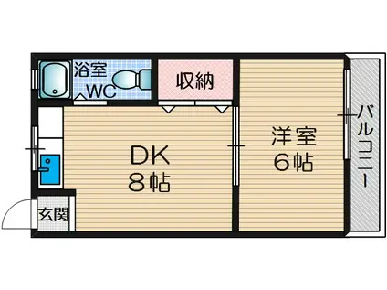 関山ビル(1DK/3階)の間取り写真