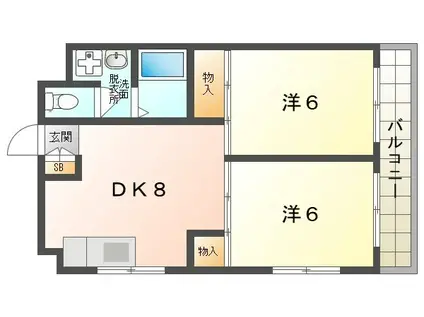 マンション アフルエンス(2DK/3階)の間取り写真