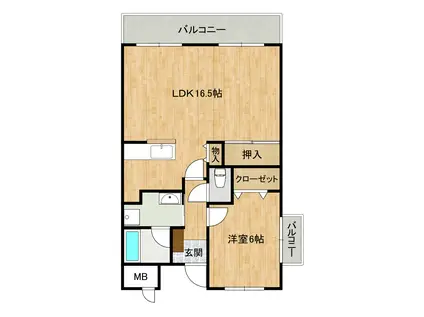ファミーユ中山(1LDK/1階)の間取り写真
