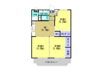 ユーミーあだち(3DK/2階)の間取り写真