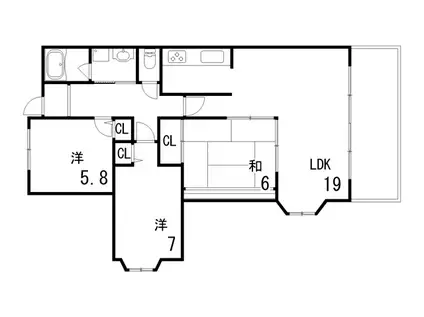グッズインアシヤ(3LDK/3階)の間取り写真