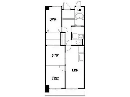 赤穂駅北ハイツ(3LDK/3階)の間取り写真