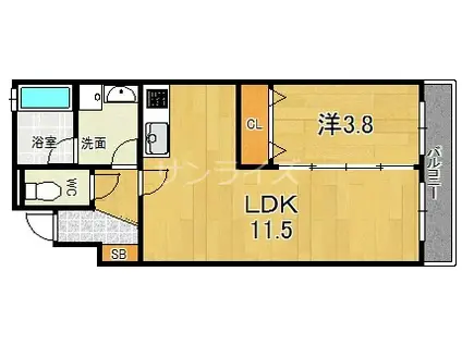 エフ・なにわ(1LDK/3階)の間取り写真