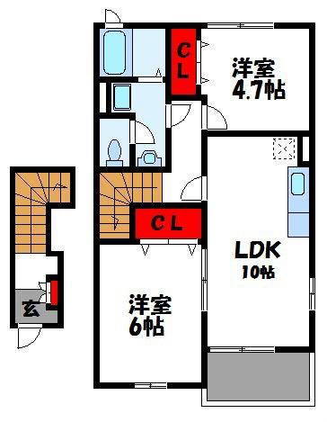 プリムローズ・ユー(2LDK/2階)の間取り写真