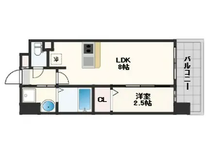 LUXE玉造南(1LDK/12階)の間取り写真