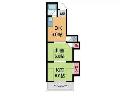 アスエ香枦園マンション(2DK/3階)の間取り写真