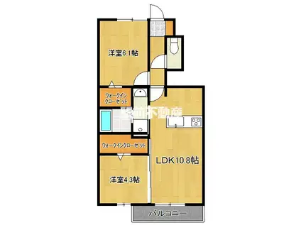 サンヒルズ鍋島駅前(2LDK/1階)の間取り写真