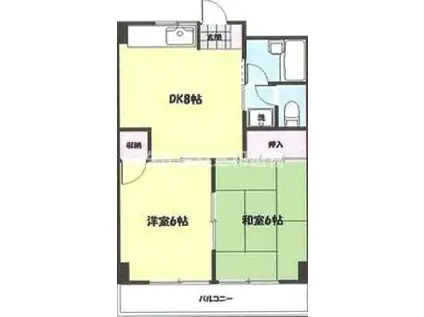 ドミール赤塚公園(2DK/3階)の間取り写真